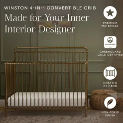 Winston 4-in-1 Convertible Crib in Vintage Gold