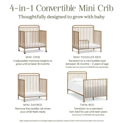 Winston 4-in-1 Convertible Mini Crib in Vintage Gold