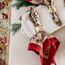 Winter Garden Wreath Napkins Red & Green, Set of 6