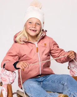 Winter White Knit Winter Hat with Faux Fur Pom