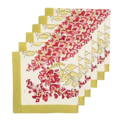 Wisteria Green & Pink Napkins, Set of 6