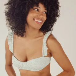 Women's Hibiscus Ditsy Ruffle Strap Bikini Top