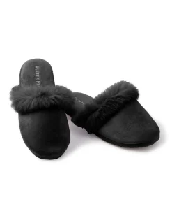Women’s Black Faux Fur Trim Slipper
