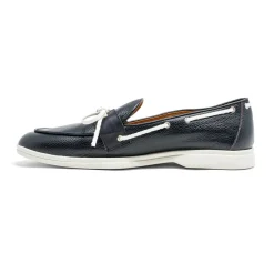 Women's Black Pebbled Leather Barca Yacht Loafer