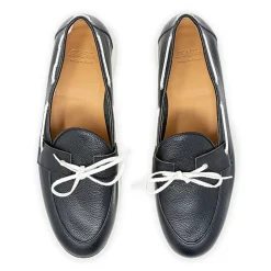 Women's Black Pebbled Leather Barca Yacht Loafer
