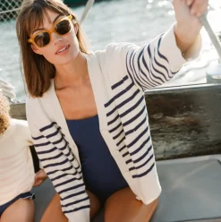 Women’s Breton Stripe V-Neck Knit Cardigan