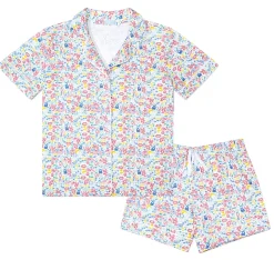 Women's Button Front Short Pajama Set in Clam Bake