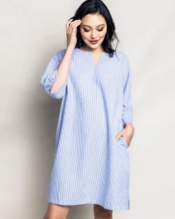 Women’s French Blue Seersucker Short Caftan
