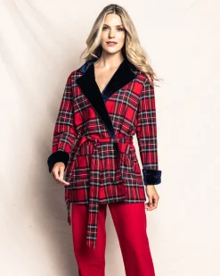 Women’s Imperial Tartan Short Robe with Velvet Trim