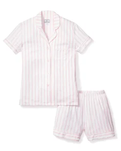 Women’s Luxe Pima Pink Stripe Short Set