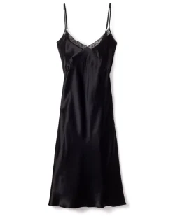 Women’s Mulberry Silk Black Cosette Night Dress with Lace