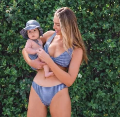 Women's Navy Gingham Bikini Bottom