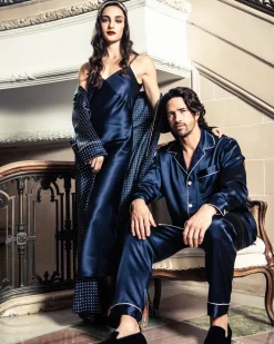 Women’s Navy Silk Cosette Night Dress