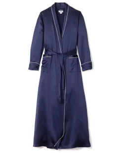 Women’s Navy Silk Long Robe