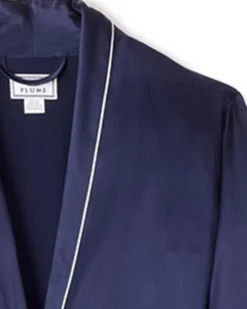 Women’s Navy Silk Long Robe