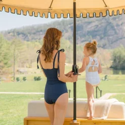 Women's Navy Smocked One Piece