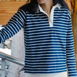 Women’s Navy Stripe Rugby Shirt