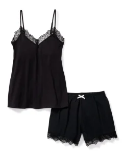 Women’s Pima Black Lace Short Set