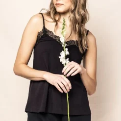 Women’s Pima Black Lace Short Set