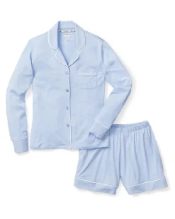 Women’s Pima Cotton Periwinkle Long Sleeve Short Set