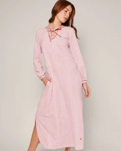 Women’s Pima Harlow Nightgown in Antique Red Ticking