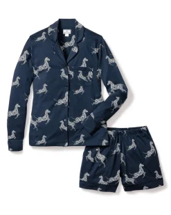Women’s Pima Long Sleeve Short Set in Zèbre de Nuit