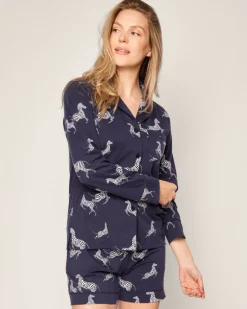 Women’s Pima Long Sleeve Short Set in Zèbre de Nuit