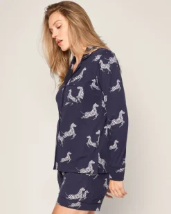Women’s Pima Long Sleeve Short Set in Zèbre de Nuit