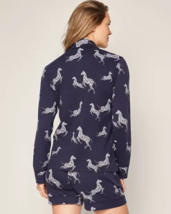 Women’s Pima Long Sleeve Short Set in Zèbre de Nuit