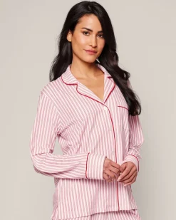 Women’s Pima Long Sleeve Short Set in Antique Red Ticking