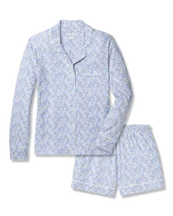 Women’s Pima Long Sleeve Short Set in Fleur d’Azur