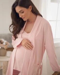 Women’s Pima Maternity Robe in Pink