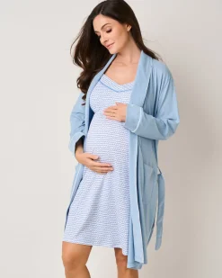 Women’s Pima Maternity Robe in Periwinkle