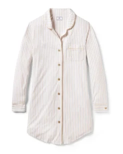 Women’s Pima Nightshirt in Camel Ticking