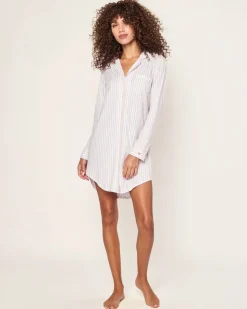 Women’s Pima Nightshirt in Camel Ticking