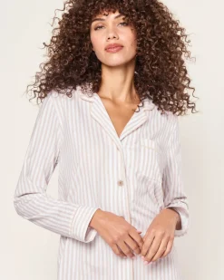 Women’s Pima Nightshirt in Camel Ticking