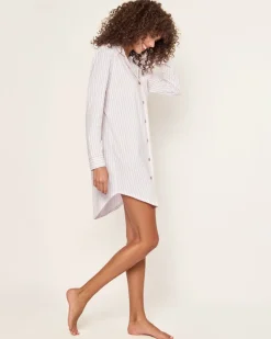 Women’s Pima Nightshirt in Camel Ticking