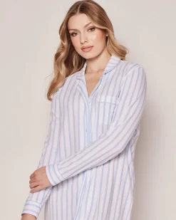 Women’s Pima Nightshirt in Periwinkle Stripe