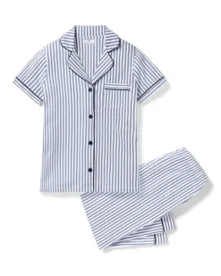 Women’s Pima Pajama Crop Set in Navy French Ticking