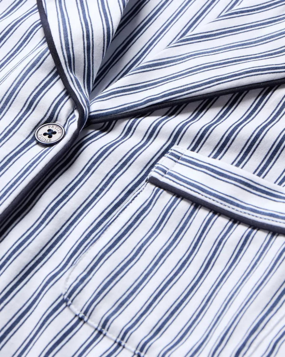 Women’s Pima Pajama Crop Set in Navy French Ticking