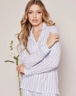 Women’s Pima Pajama Set in Periwinkle Stripe
