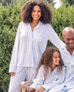 Women’s Pima Pajama Set in Periwinkle Stripe