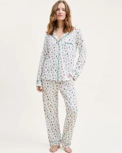Women’s Pima Pajama Set in Merry Meow