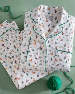 Women’s Pima Pajama Set in Merry Meow