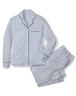 Women’s Pima Pajama Set in Navy French Ticking