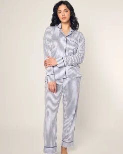Women’s Pima Pajama Set in Navy French Ticking