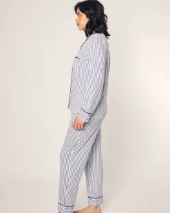 Women’s Pima Pajama Set in Navy French Ticking