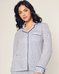 Women’s Pima Pajama Set in Navy French Ticking