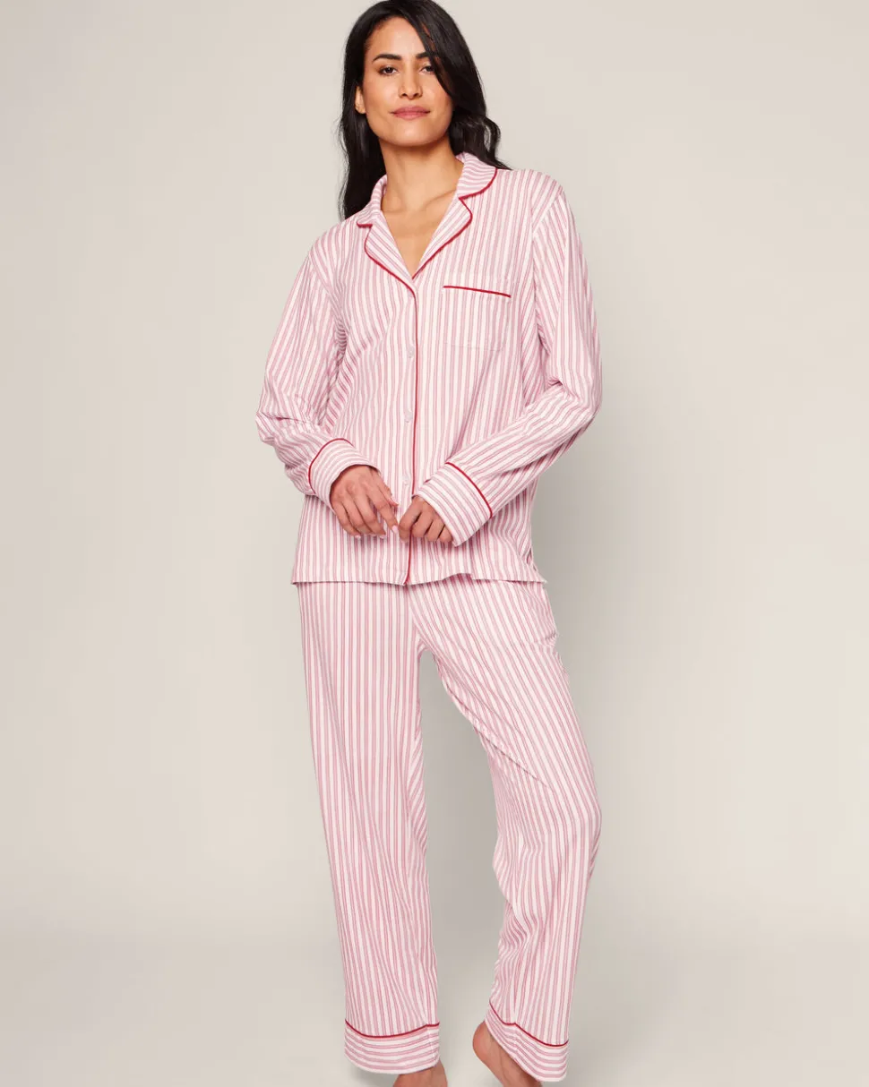 Women’s Pima Pajama Set in Antique Red Ticking