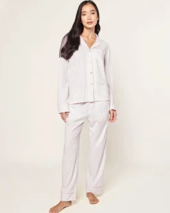 Women’s Pima Pajama Set in Camel Ticking